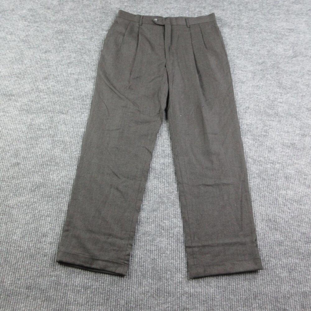 Jos. A. Bank Pants Mens 34 Black Tweed Pleated Classic Business Dress 34x30.5*